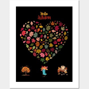 Autumn leaves heart Posters and Art